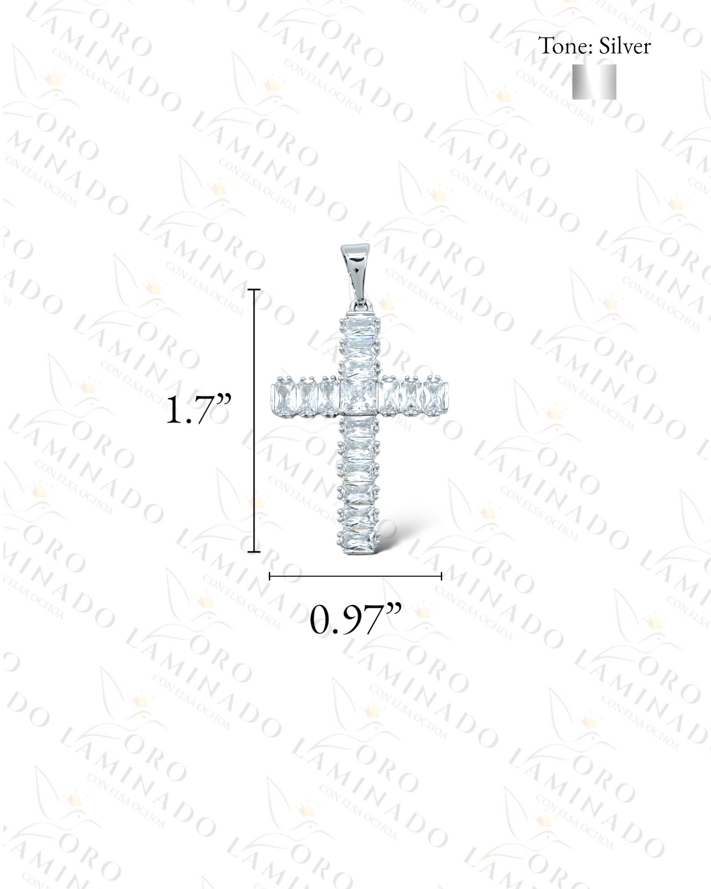 High Quality Silver Crystal Cross Pendant B344