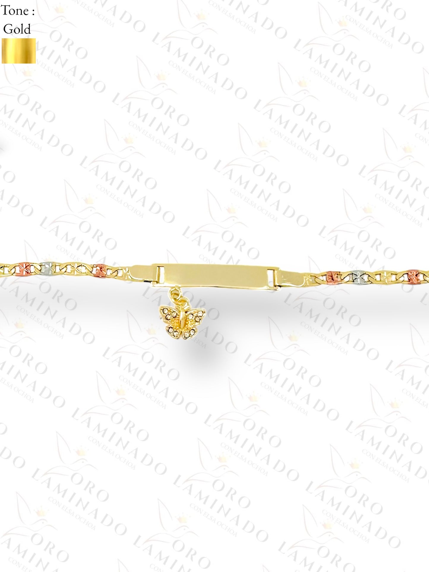 Gold Filled Tricolor butterfly plate bracelet G240