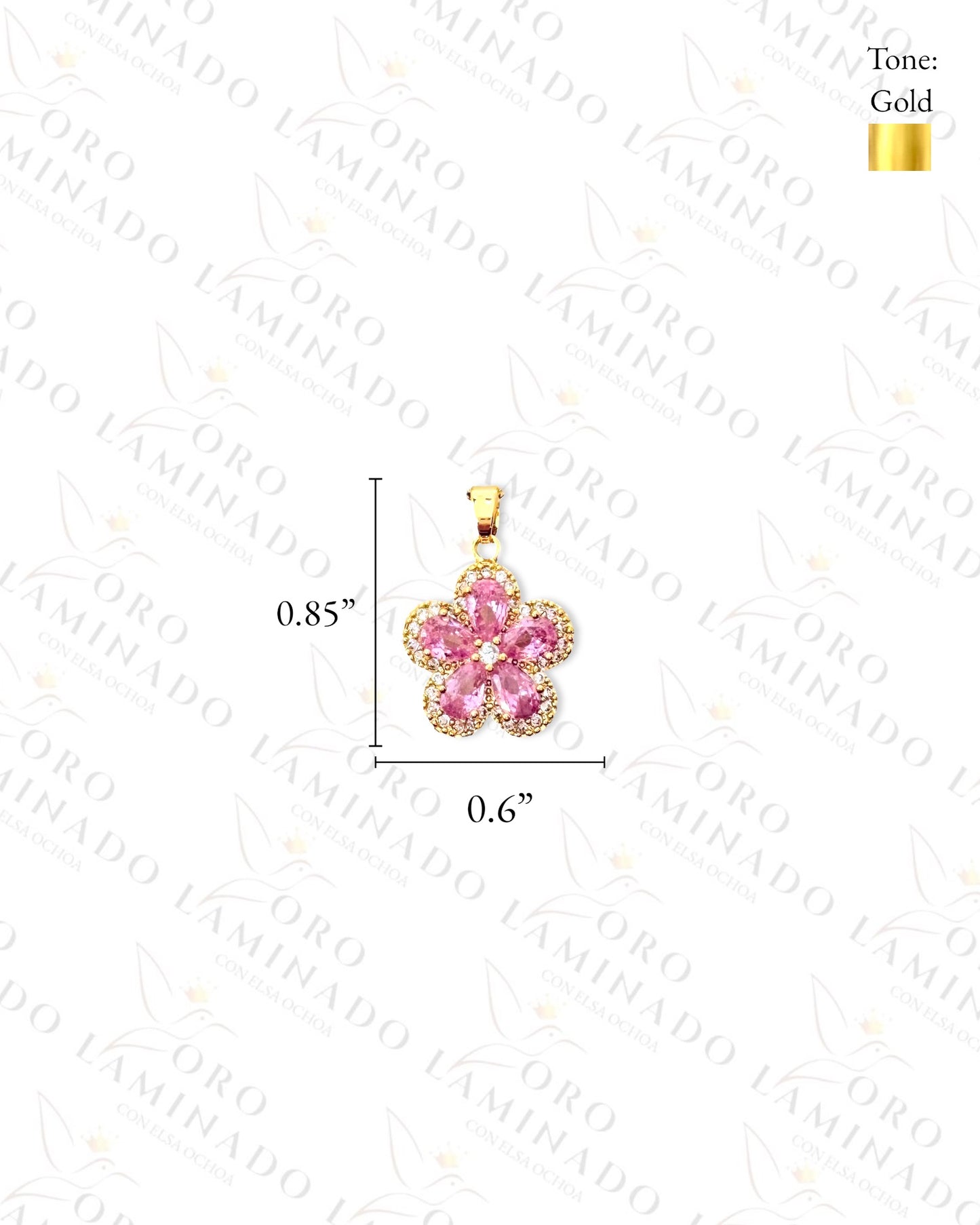 Gold Filled Pink Crystal Flower Set C306