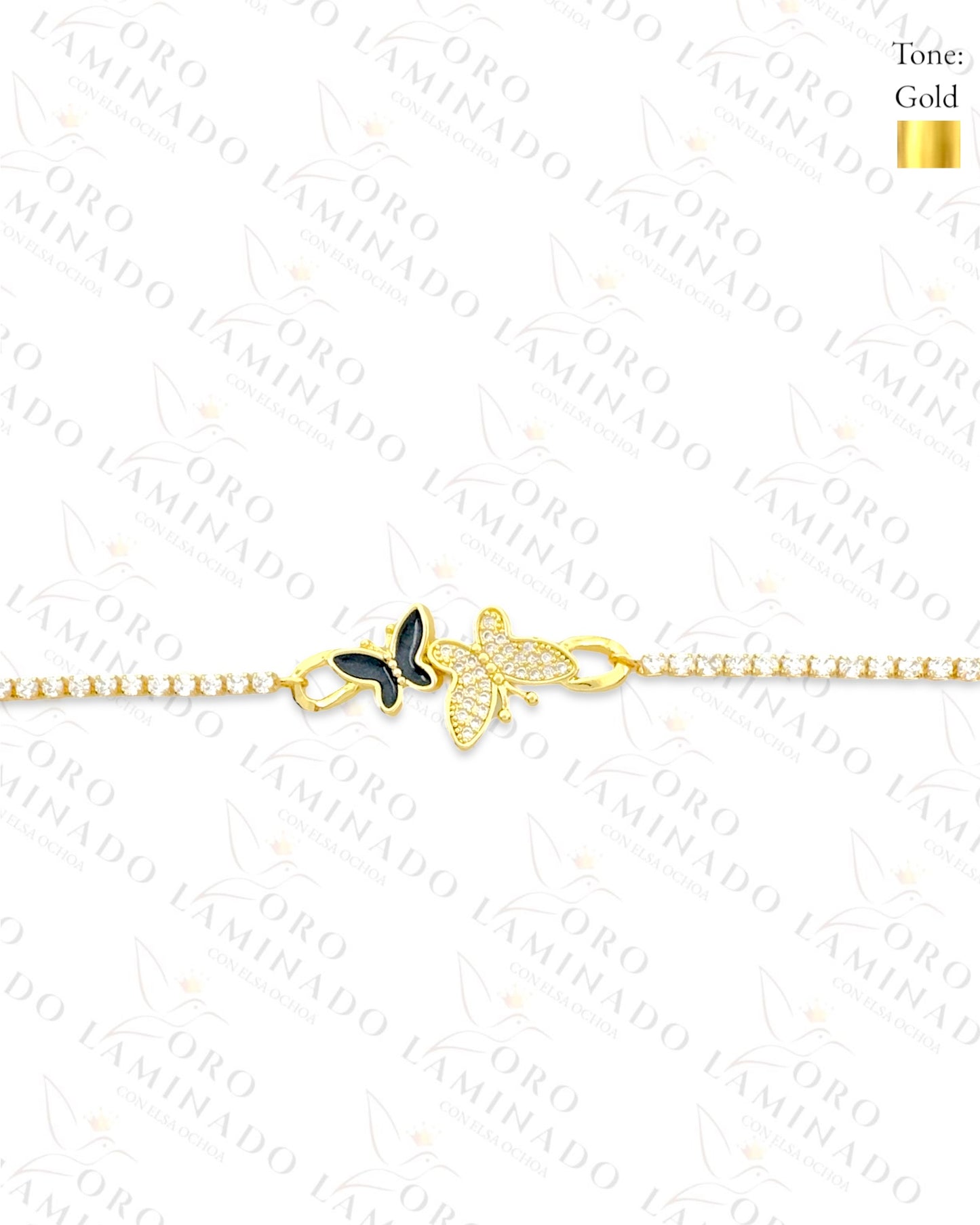 Gold Filled Dark Butterfly Adjustable Bracelet B106