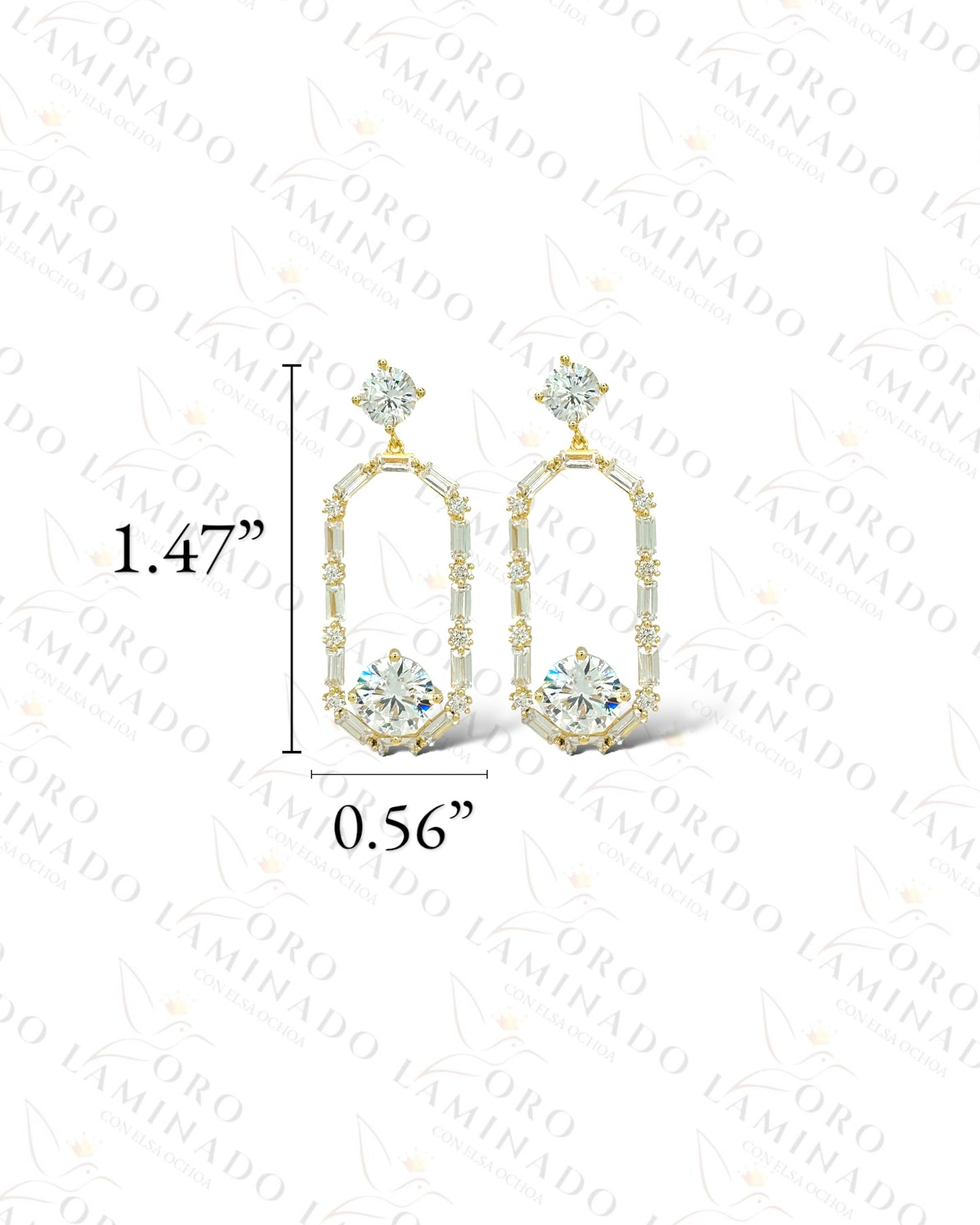 High Quality Long Oval Crystal Earrings G100