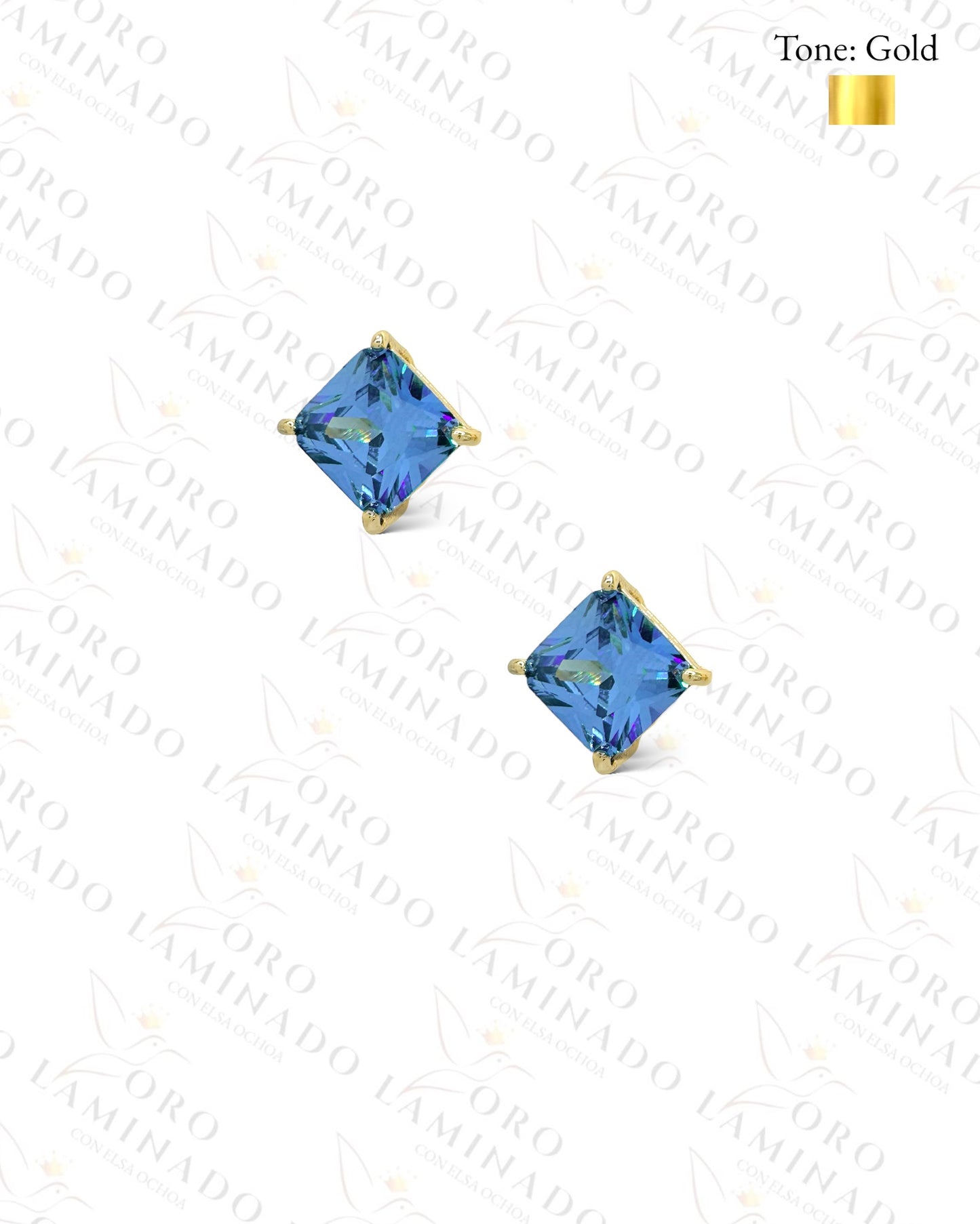 High Quality Steel Blue Square Earrings  R365