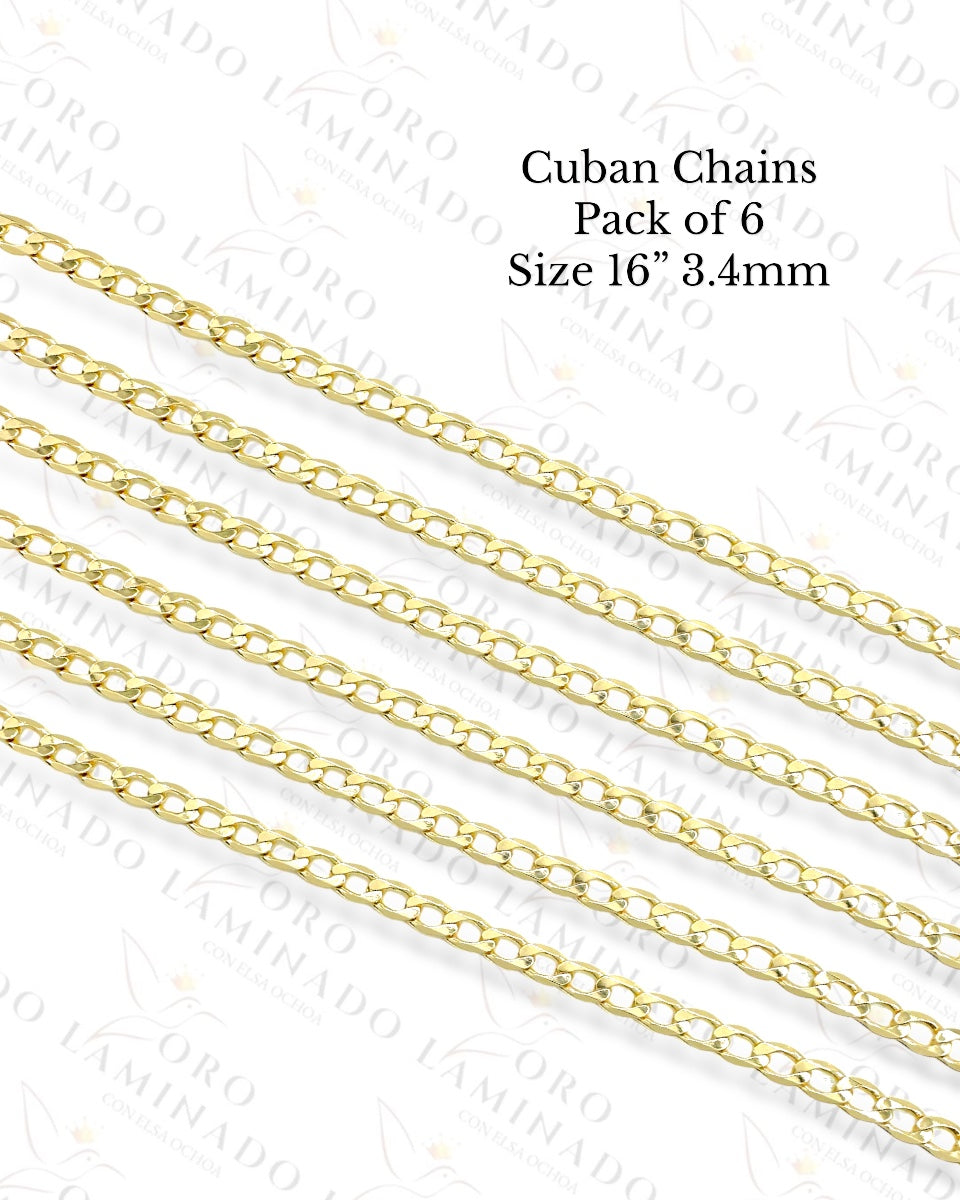 Cuban Chains Pack of 6 Size 16” 3.4mm C366