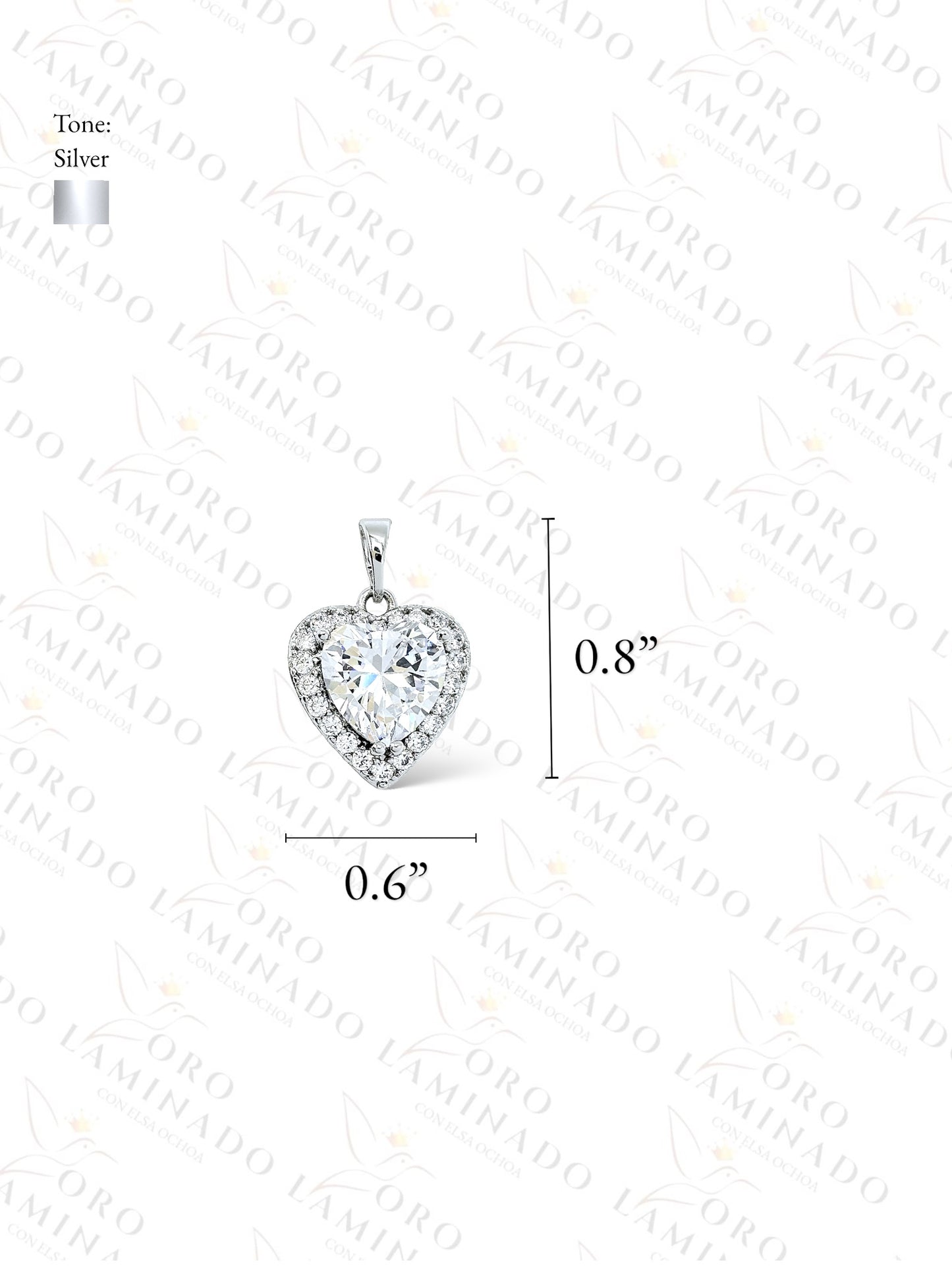 Gold Filled High Quality Silver Crystal Heart Pendant G396