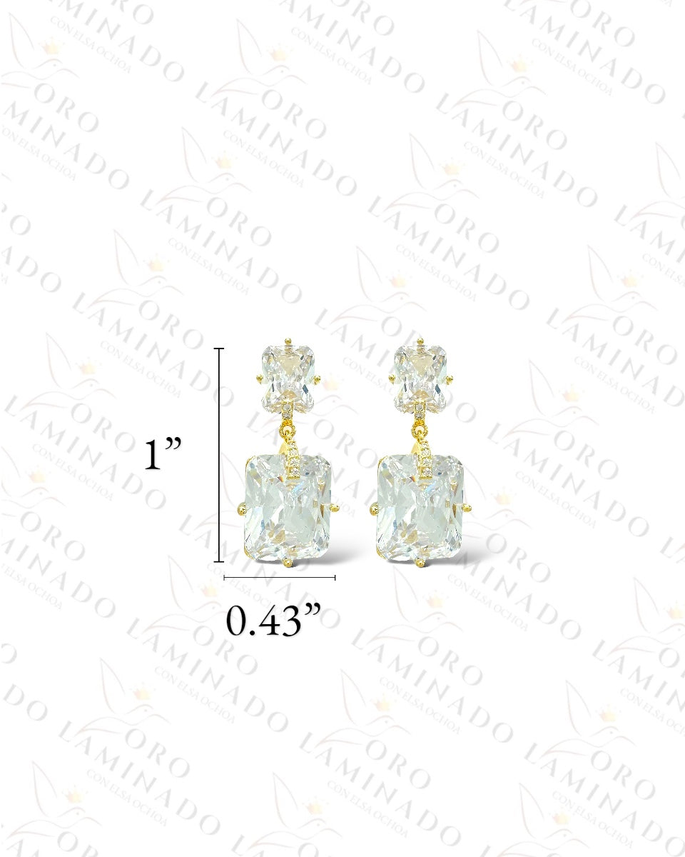 High Quality Crystal Double Square Earrings  B455