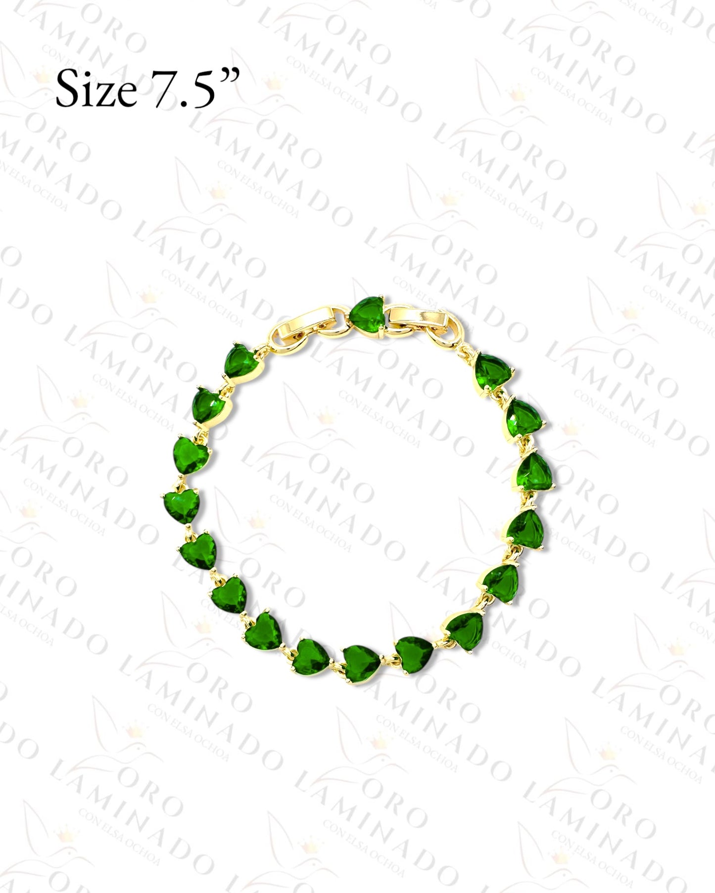 Green Crystal Hearts Bracelet B252