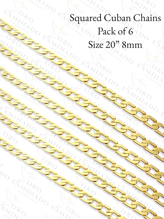 Squared Cuban Chains Pack of 6 Size 20" 8mm R280