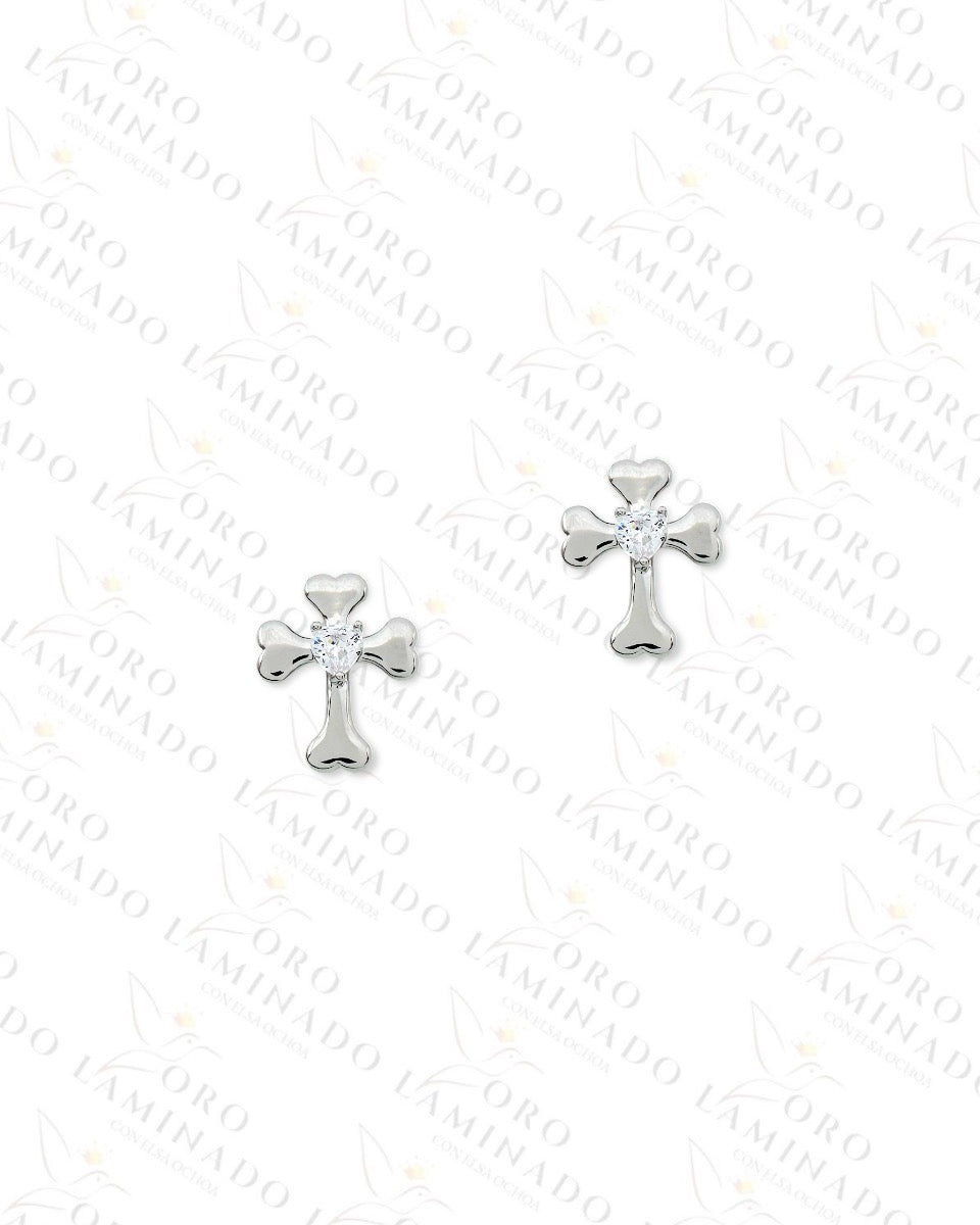 High Quality Silver Heart Cross Earrings G187