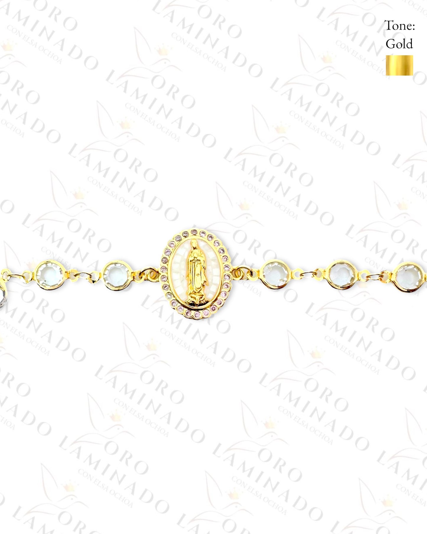 Gold Filled Clear Virgin Mary Adjustable Bracelet Y30