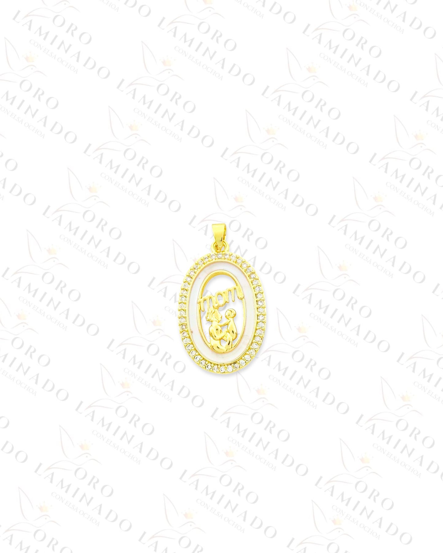 Sparkling MOM Oval Pendant (Gold Filled) B102