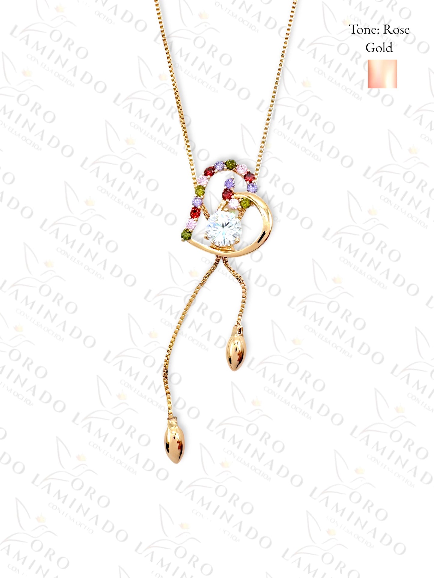 High Quality Crystal Multicolor Heart Bowtie Necklace R309