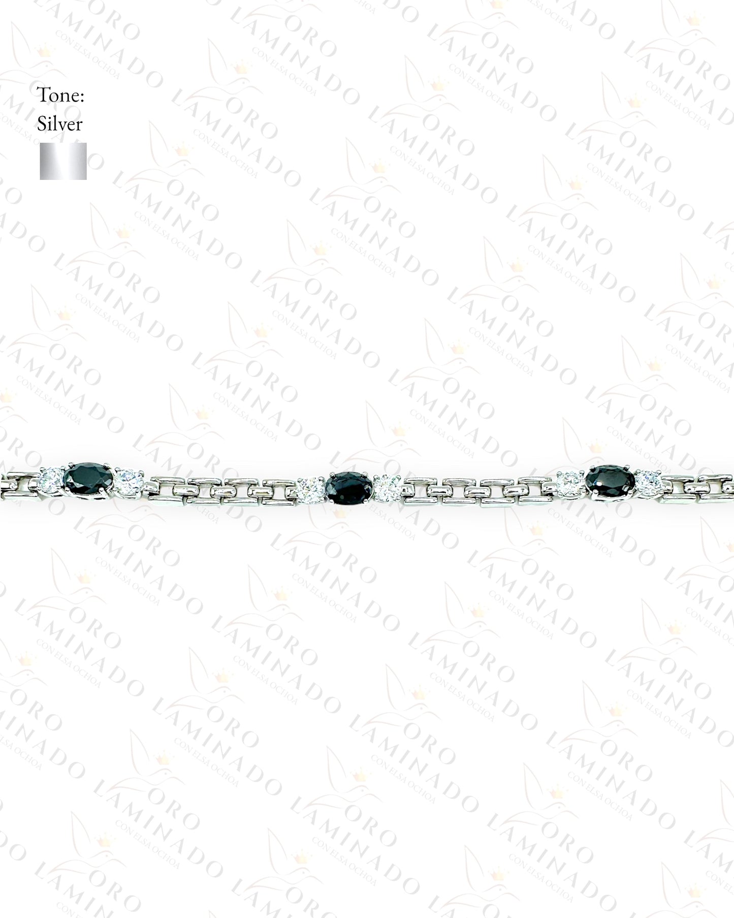 High Quality Silver Black Stones Bracelet C82