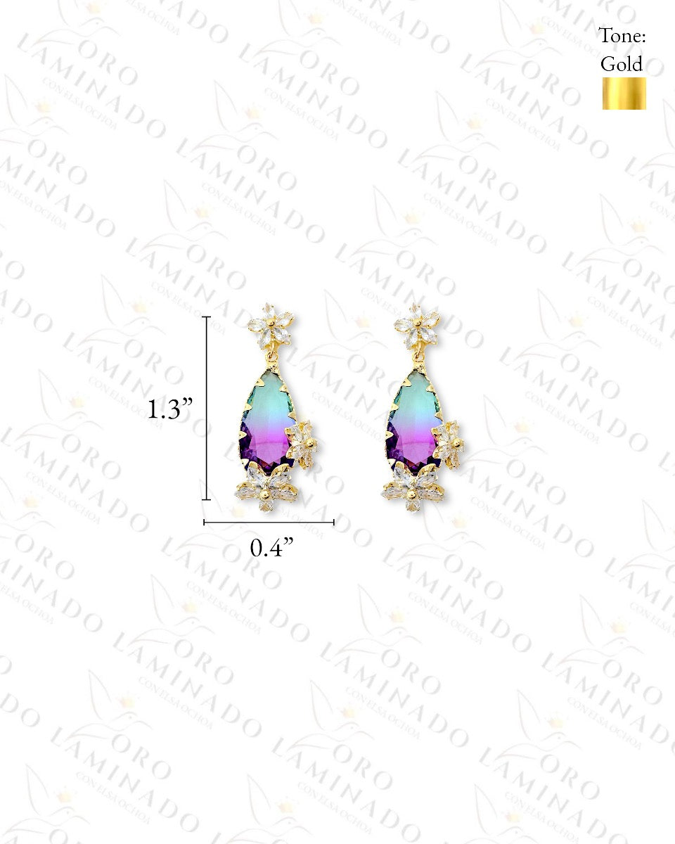 High Quality Purple and Blue Flower Earrings C276