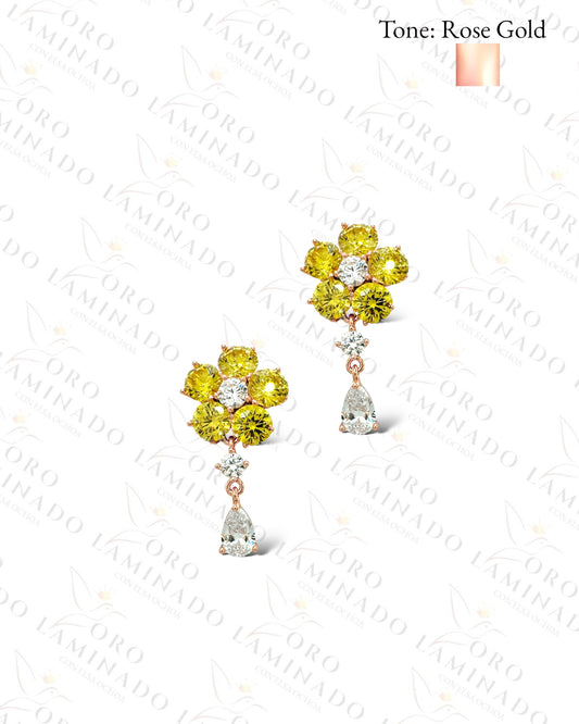 High Quality Green Lime Crystal Flower Earrings C112