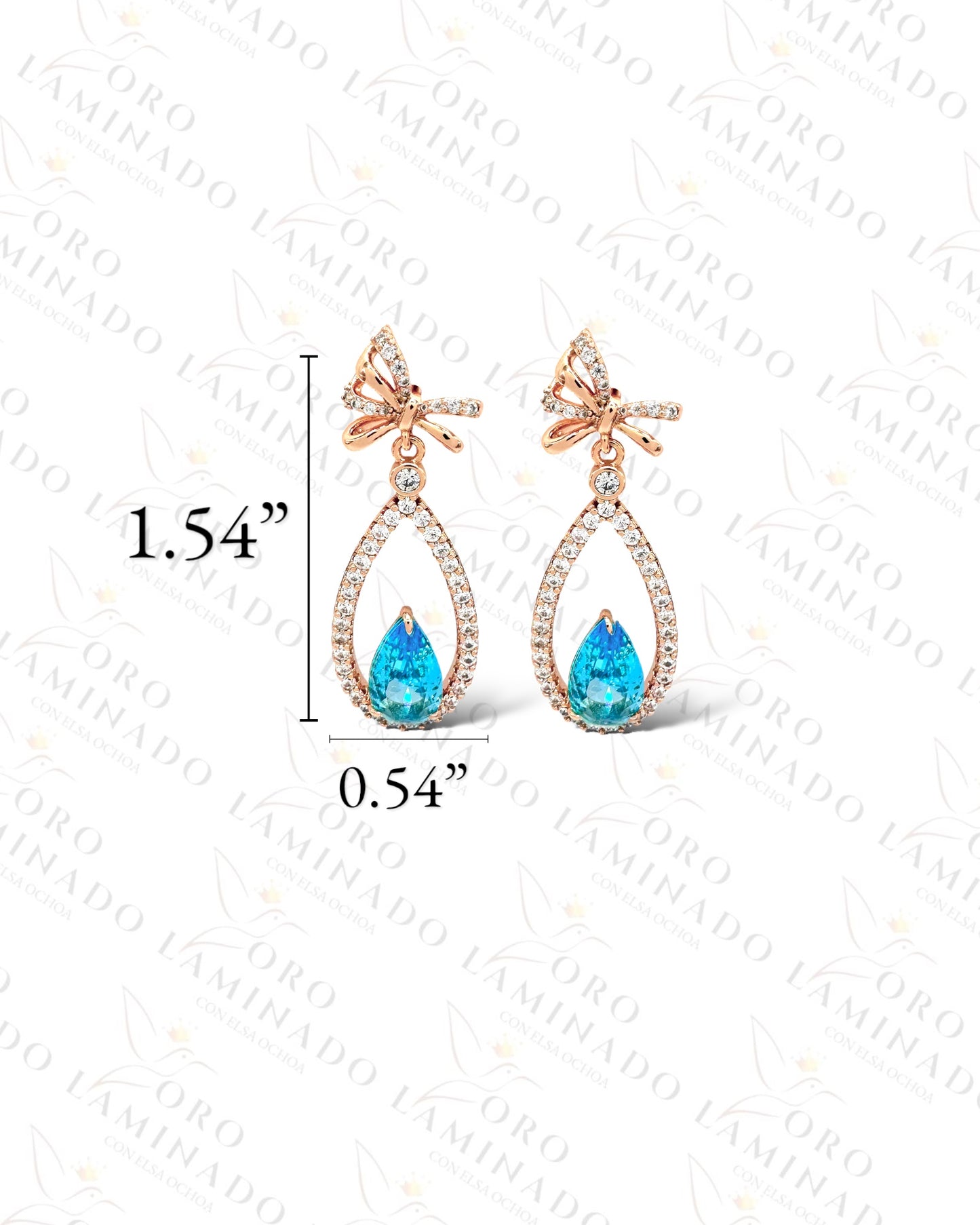 High Quality Oval Blue Stone Long Earrings G176