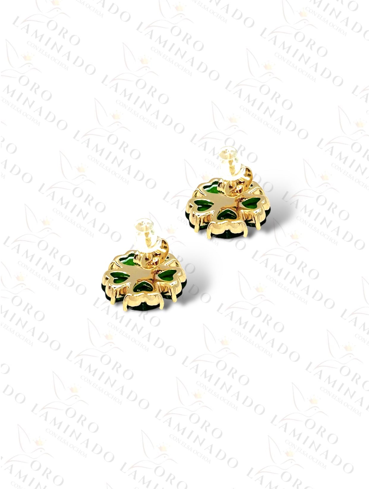 High Quality Green Crystal Flower Earrings B435