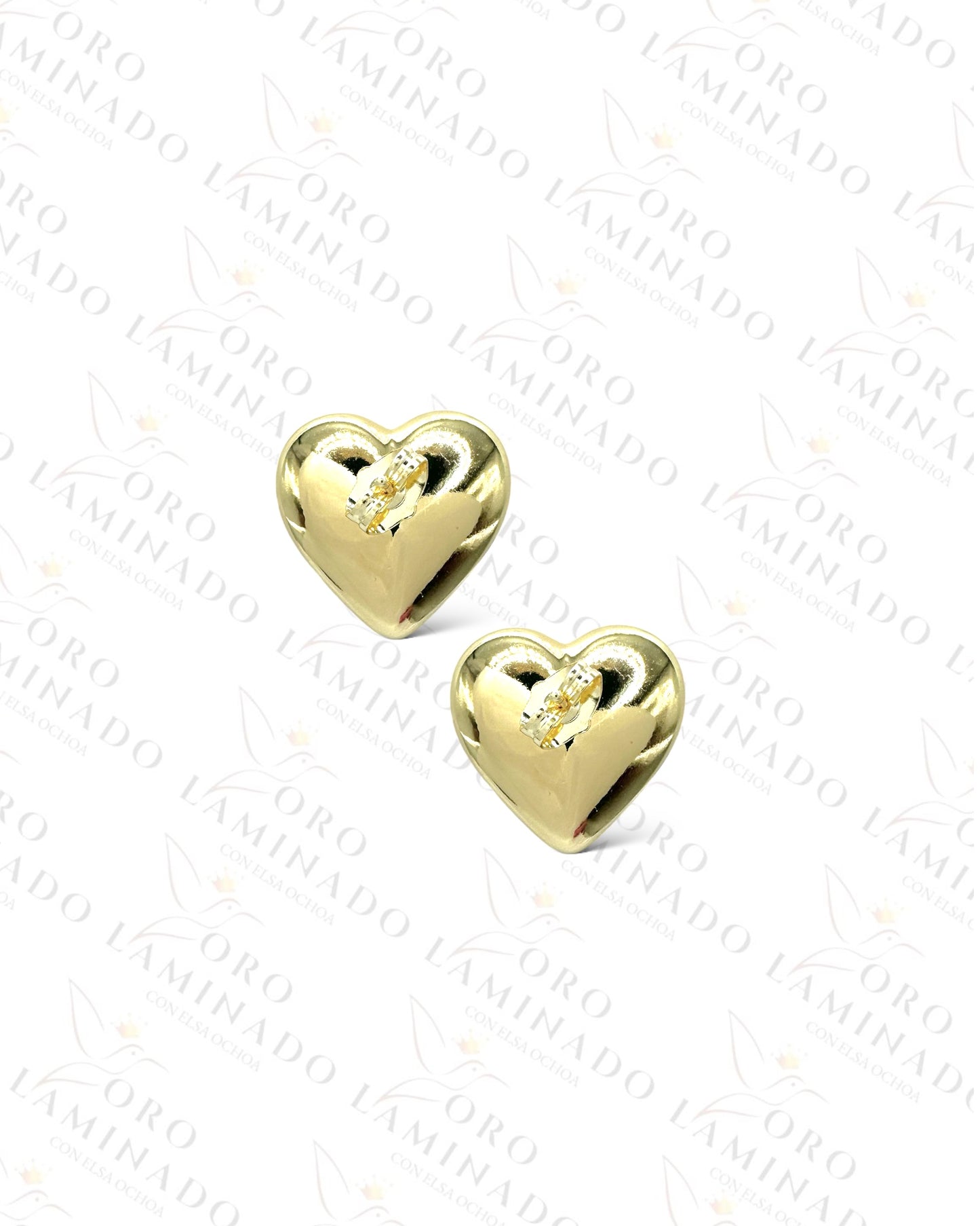 High Quality 3D Gold Heart Earrings R364