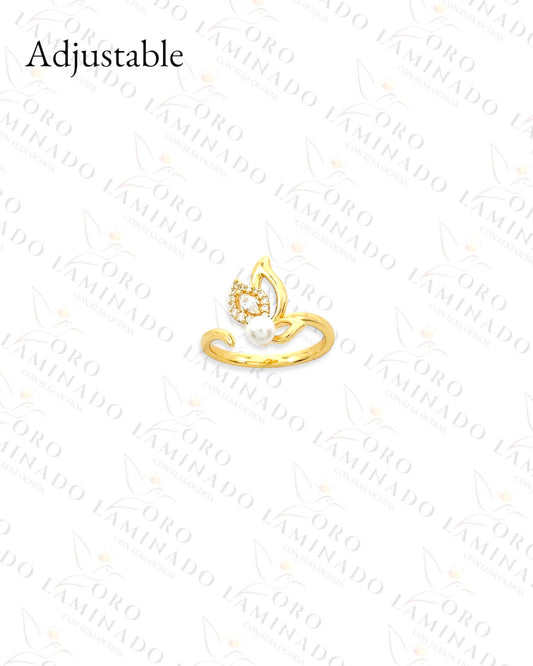 High Quality Adjustable Pearl Butterfly Ring (Gold Filled) C344