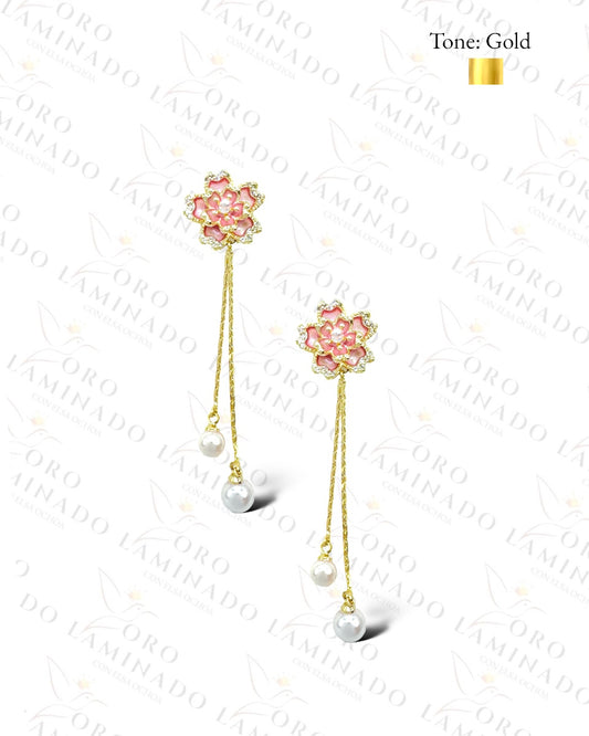 High Quality Pink Flower Long Earrings G95