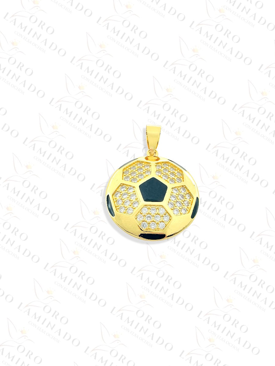 Gold Filled Kids Gold and Black Soccer Ball Pendant G32