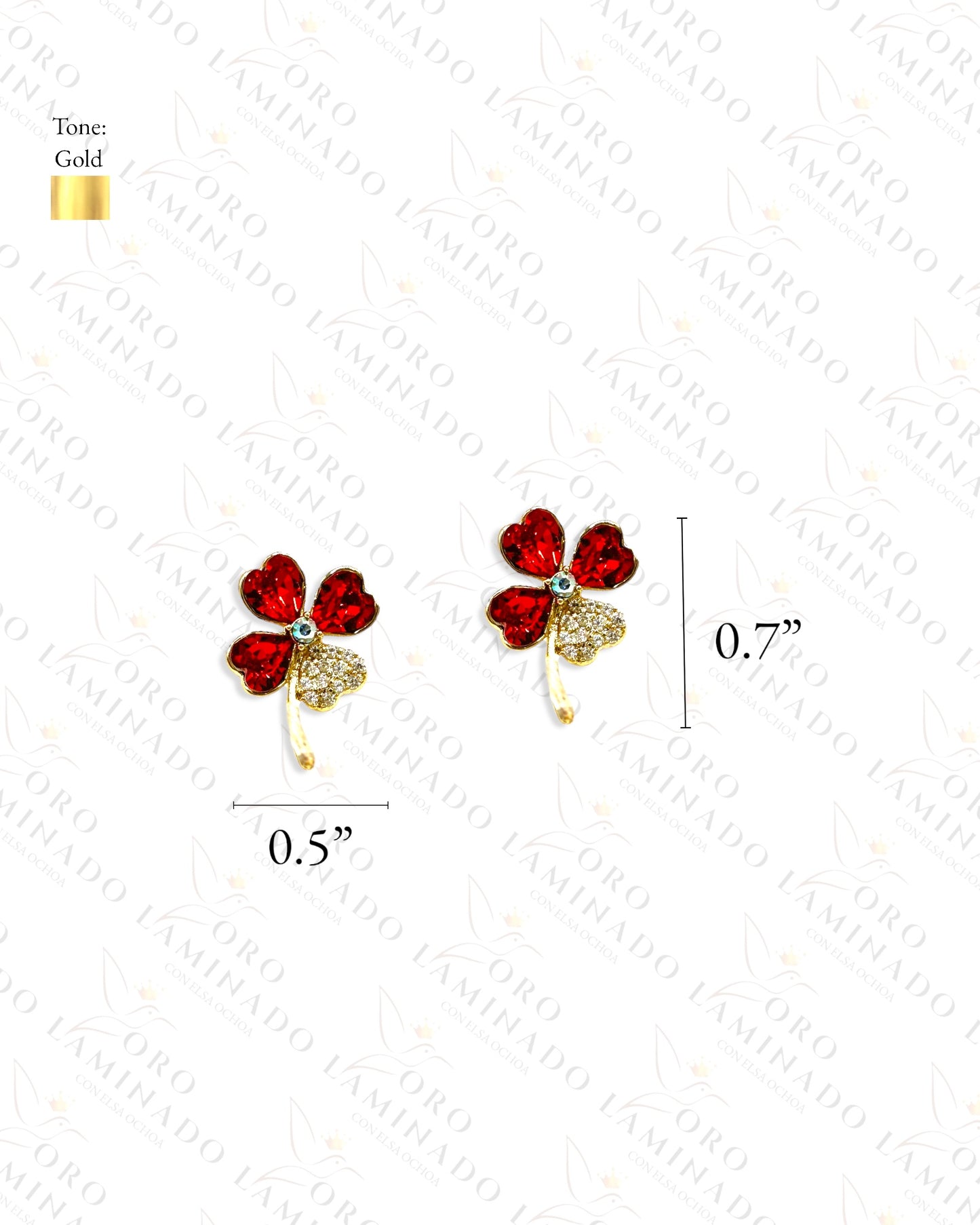 High Quality Red Clover Earrings C435