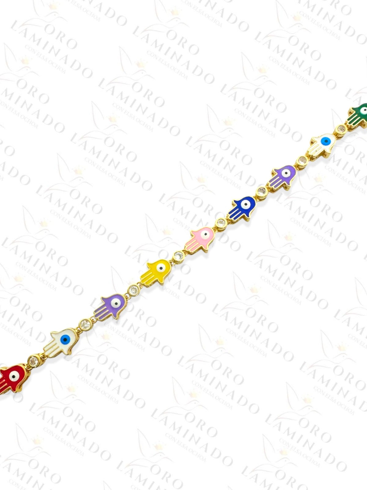 Gold Filled Multi-Color Hamsa Hand Eye Anklet R442