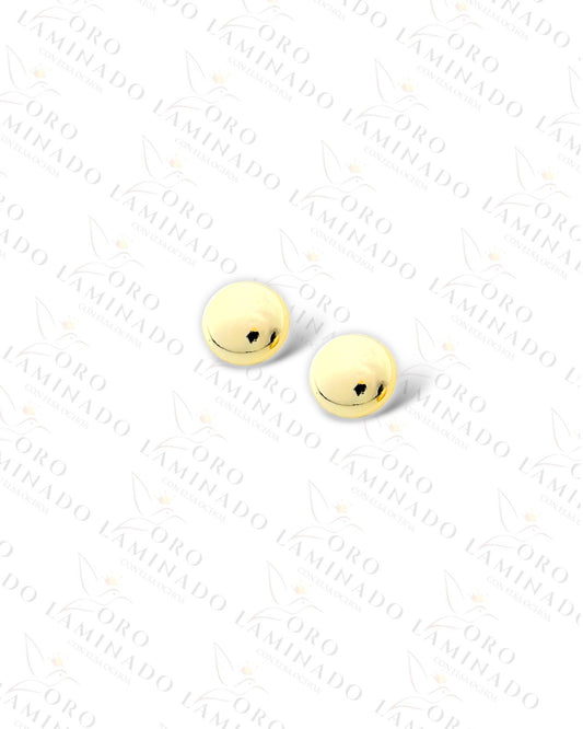 High Quality Gold Button Earrings Y431