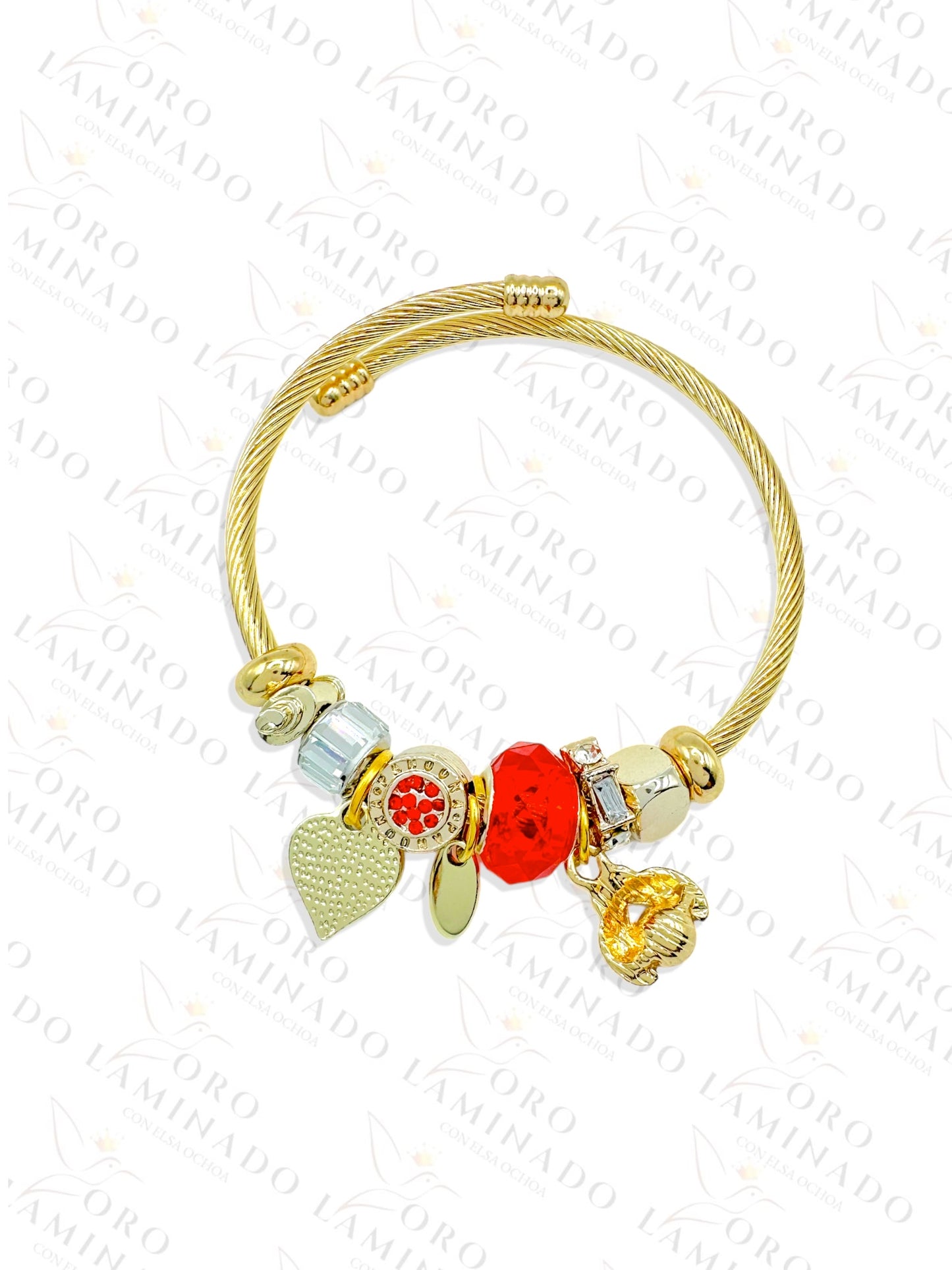 Stainless Steel Red Ladybug Charm Bracelet R419