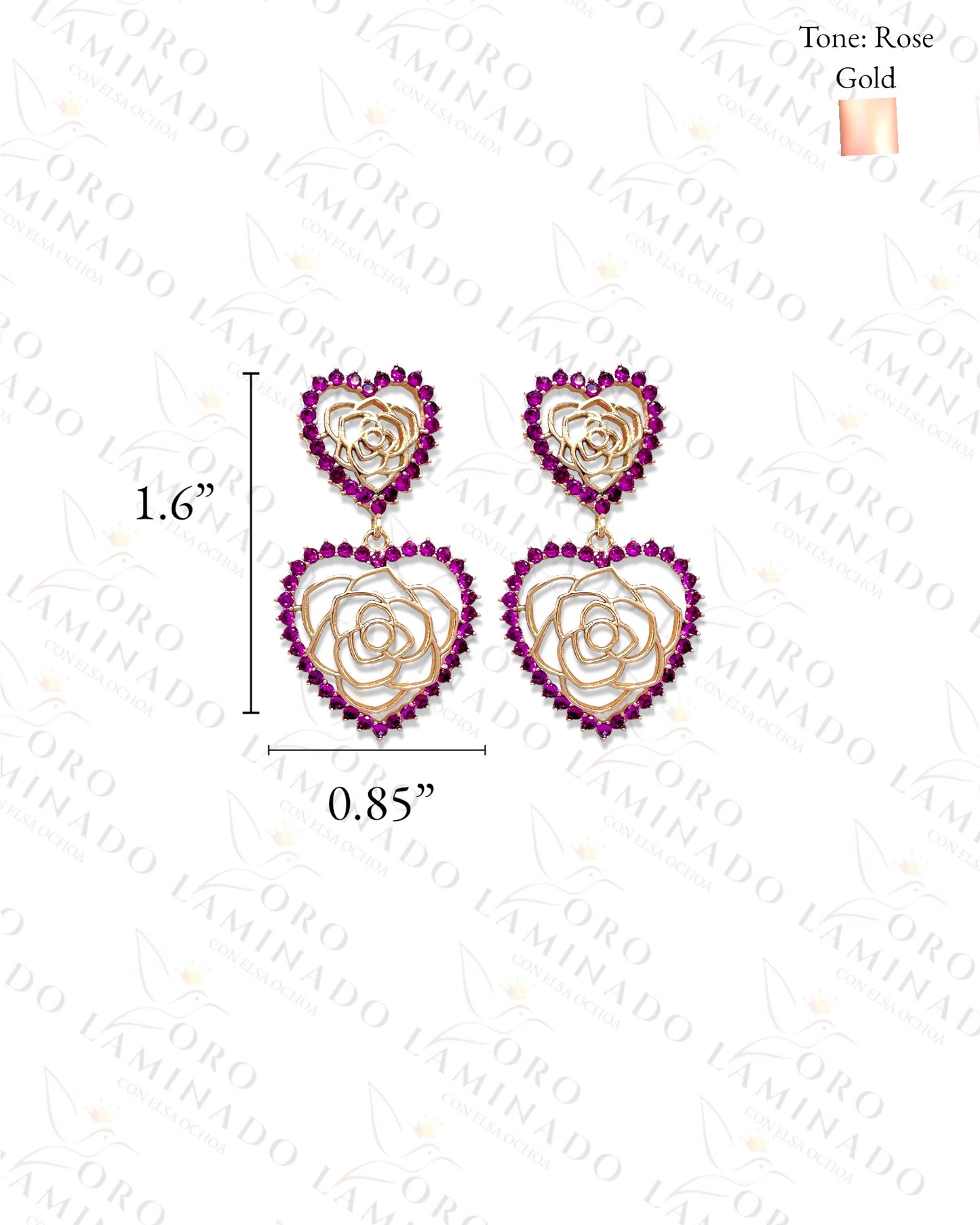 High Quality Rose Gold Double Heart Earrings B178