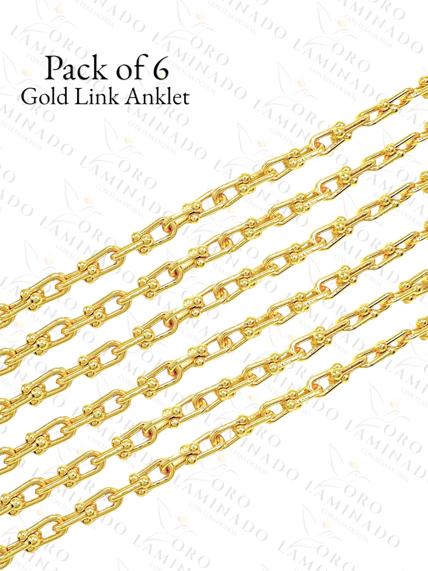 Gold Link Anklet (Pack of 6) B14