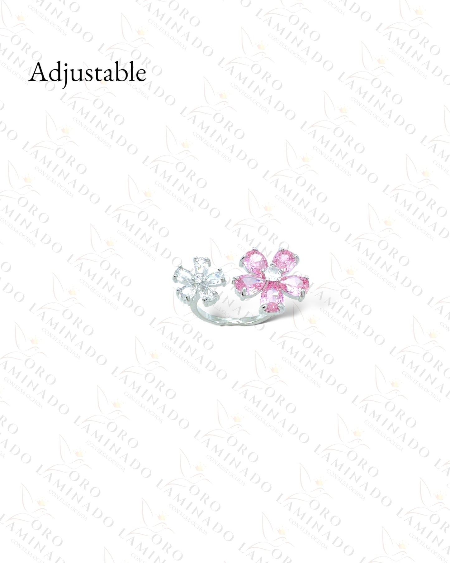 High Quality Adjustable Pink Flower Ring R35