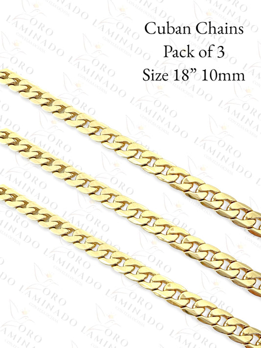 Cuban Chains Pack of 3 Size 18" 10mm Y178