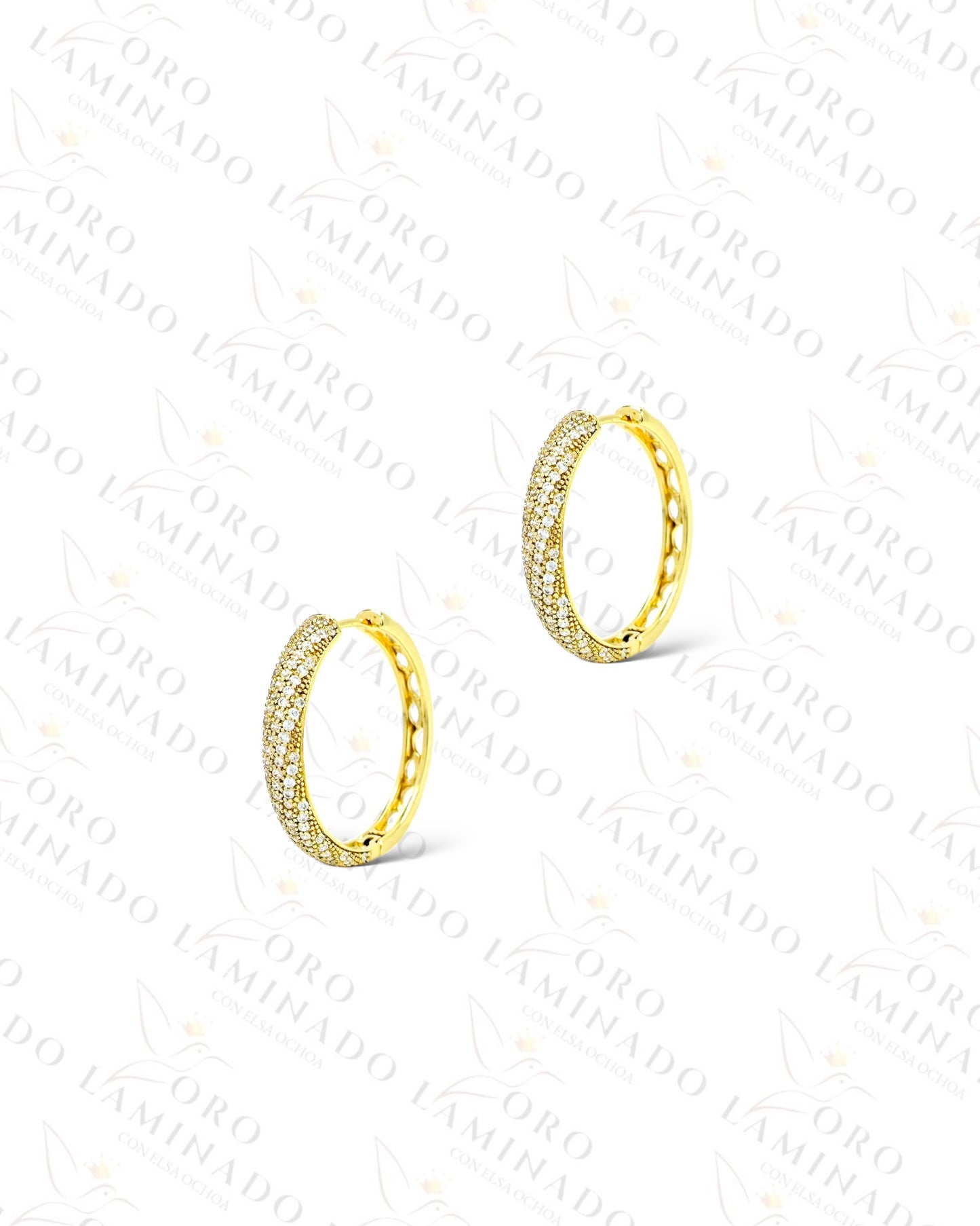 High Quality Diamond Design Hoop Earrings (Gold Filled) R417