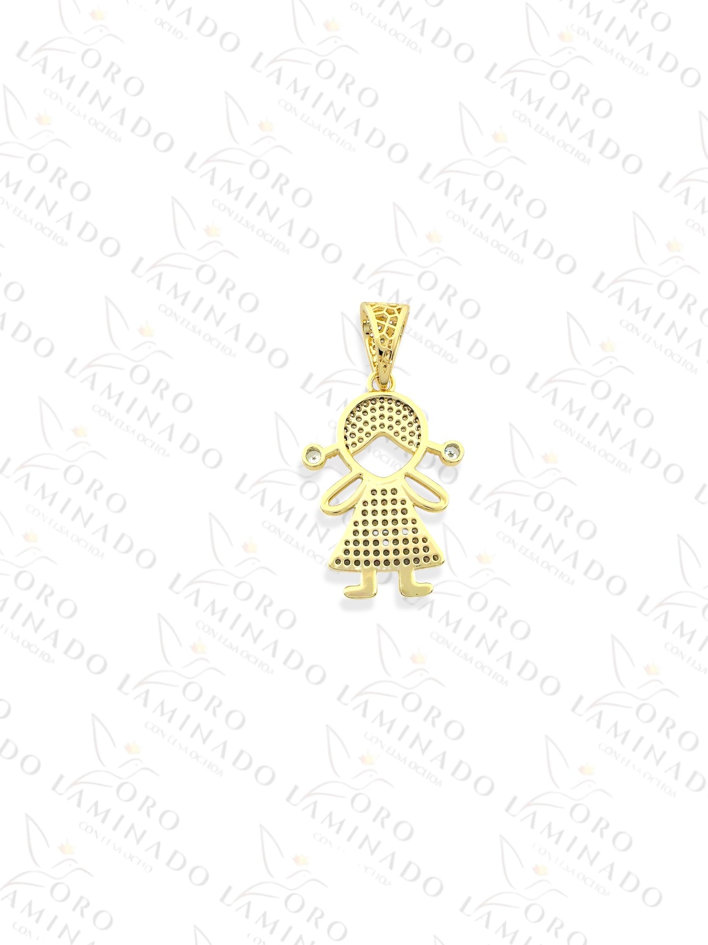 Gold Filled Girl with Stones Pendant Y363