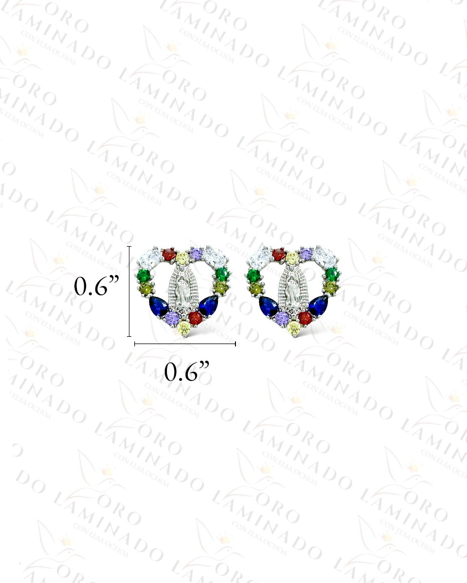 High Quality Silver Virgin Mary Heart Earrings Y369