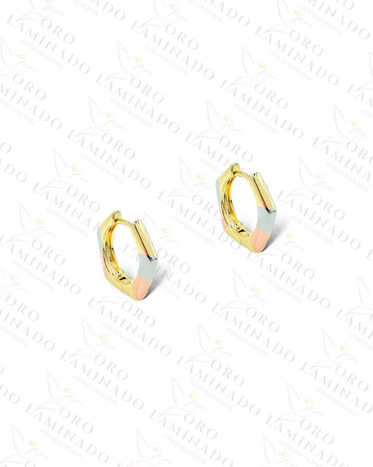 High Quality Pentagon Three Tones Hoop Earrings B325