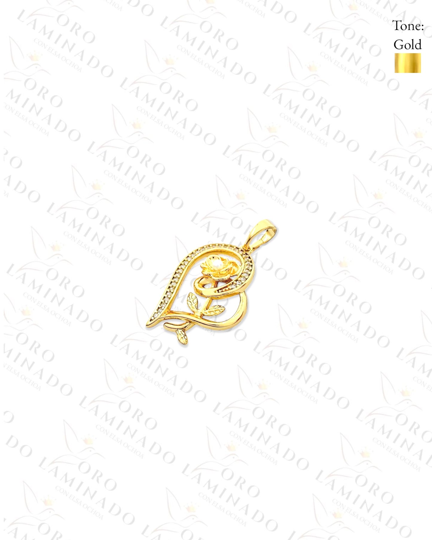 High Quality Heart with Rose Pendant (Gold Filled) C249