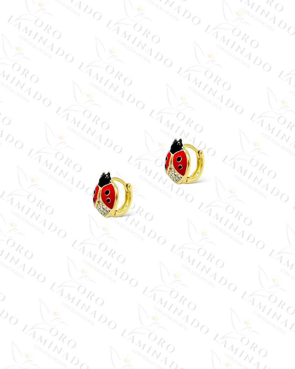 High Quality Ladybug Hoop Earrings (Gold Filled) Y380