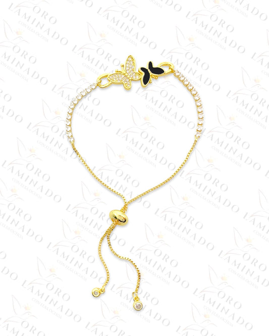 Gold Filled Dark Butterfly Adjustable Bracelet B106