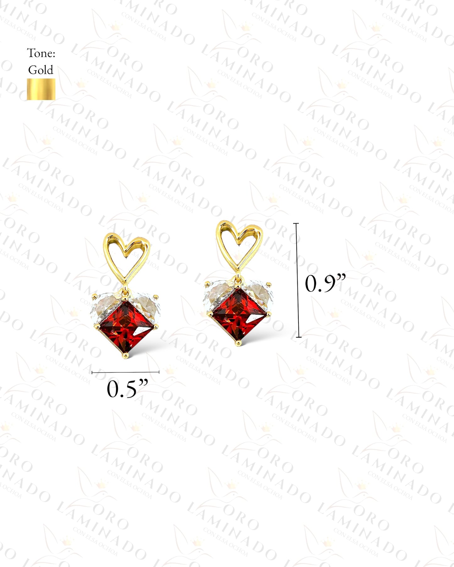 High Quality Red Heart Earrings C385