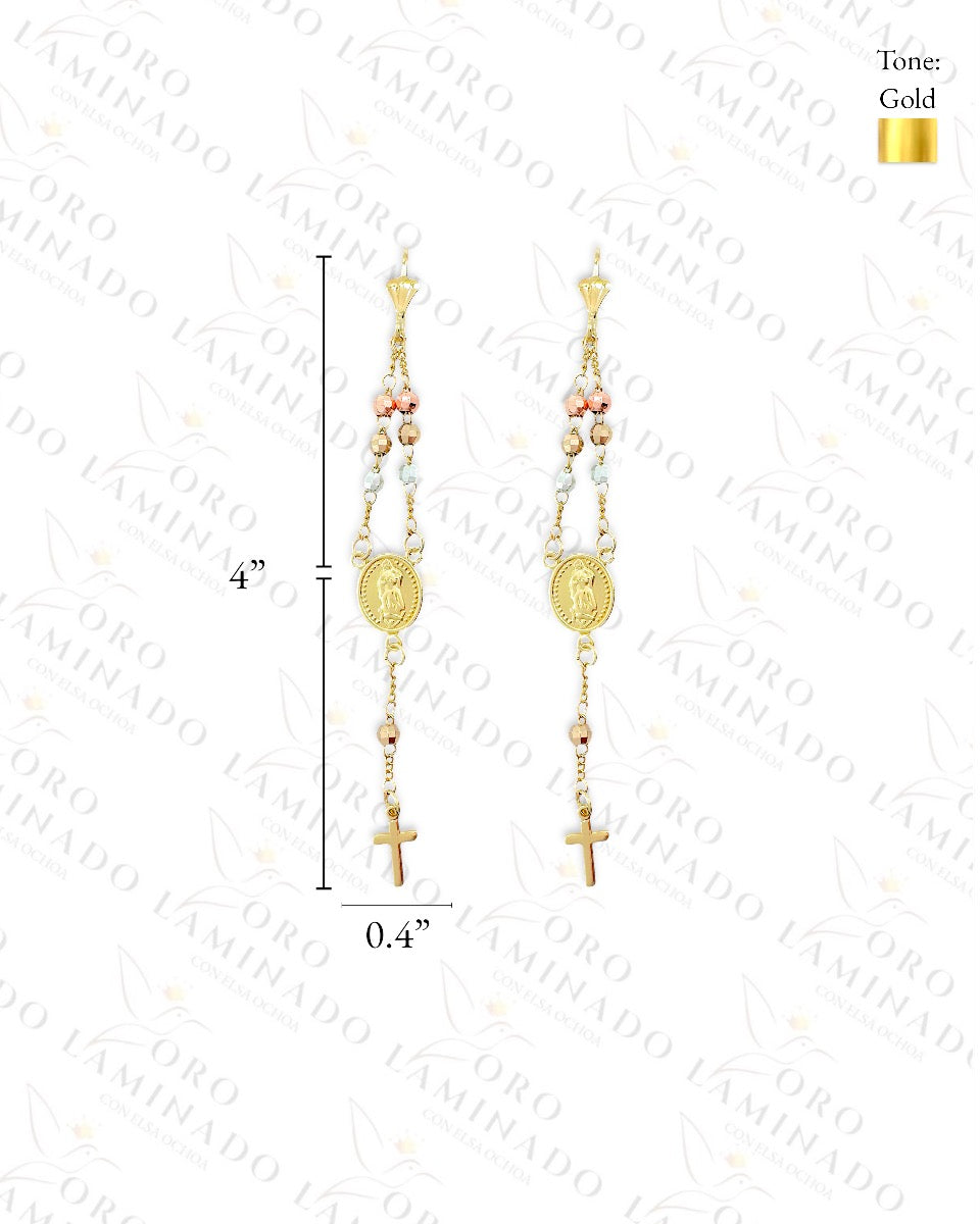 Virgen Mary Three Tones Earrings R1