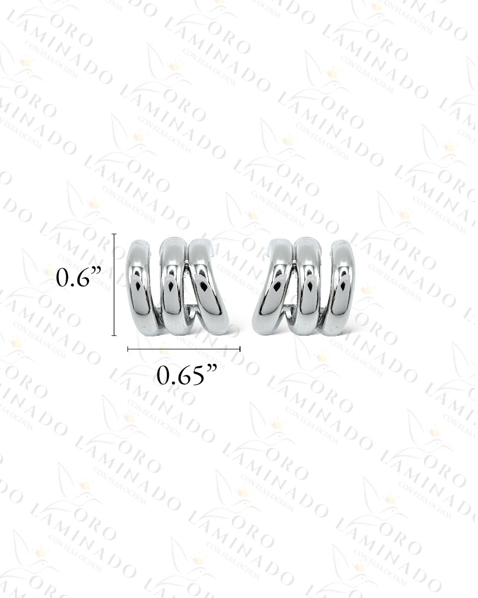 High Quality Silver Triple Design Earrings B236