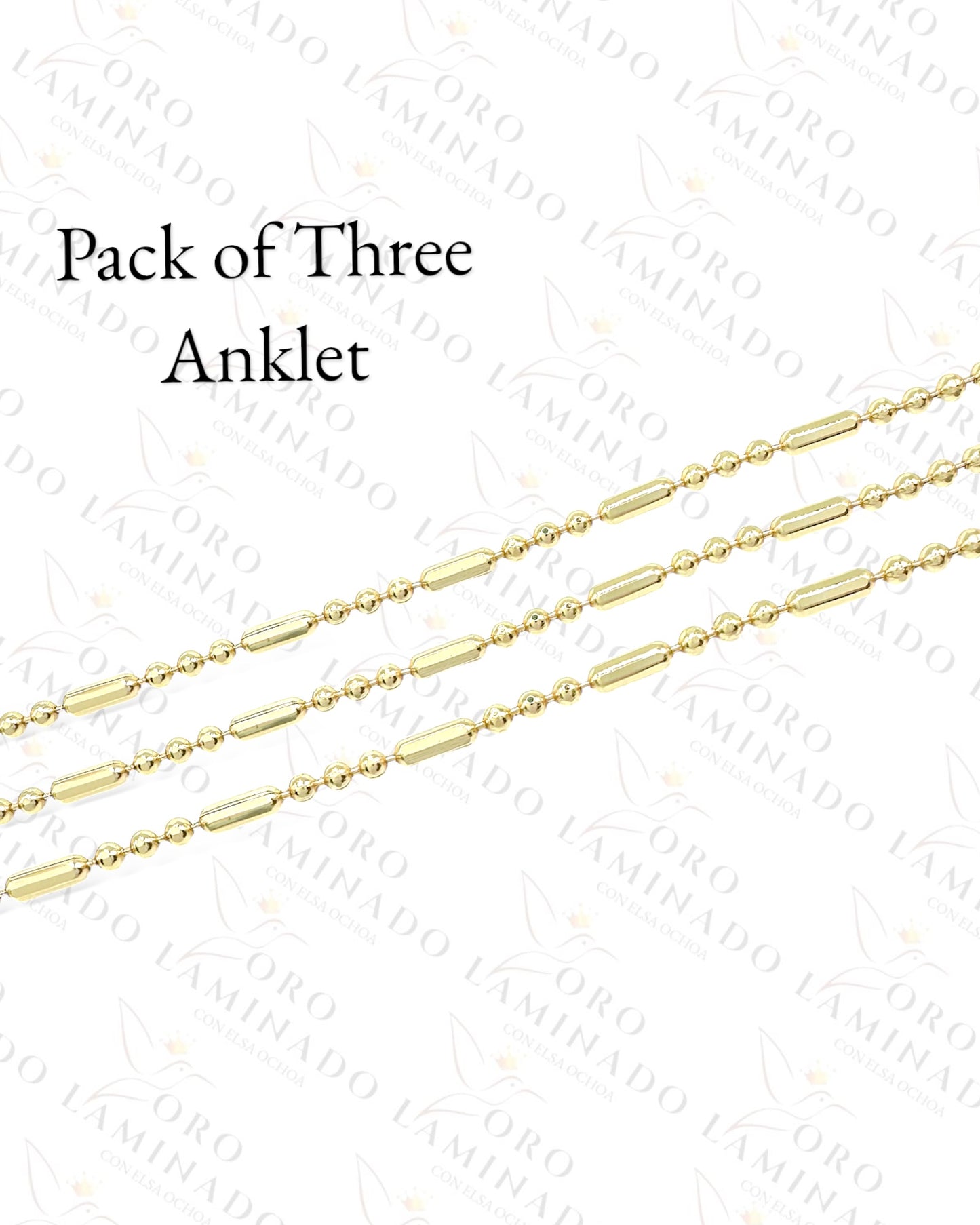 High Quality Pebbles Design Chain Anklet Pack of 3 B401