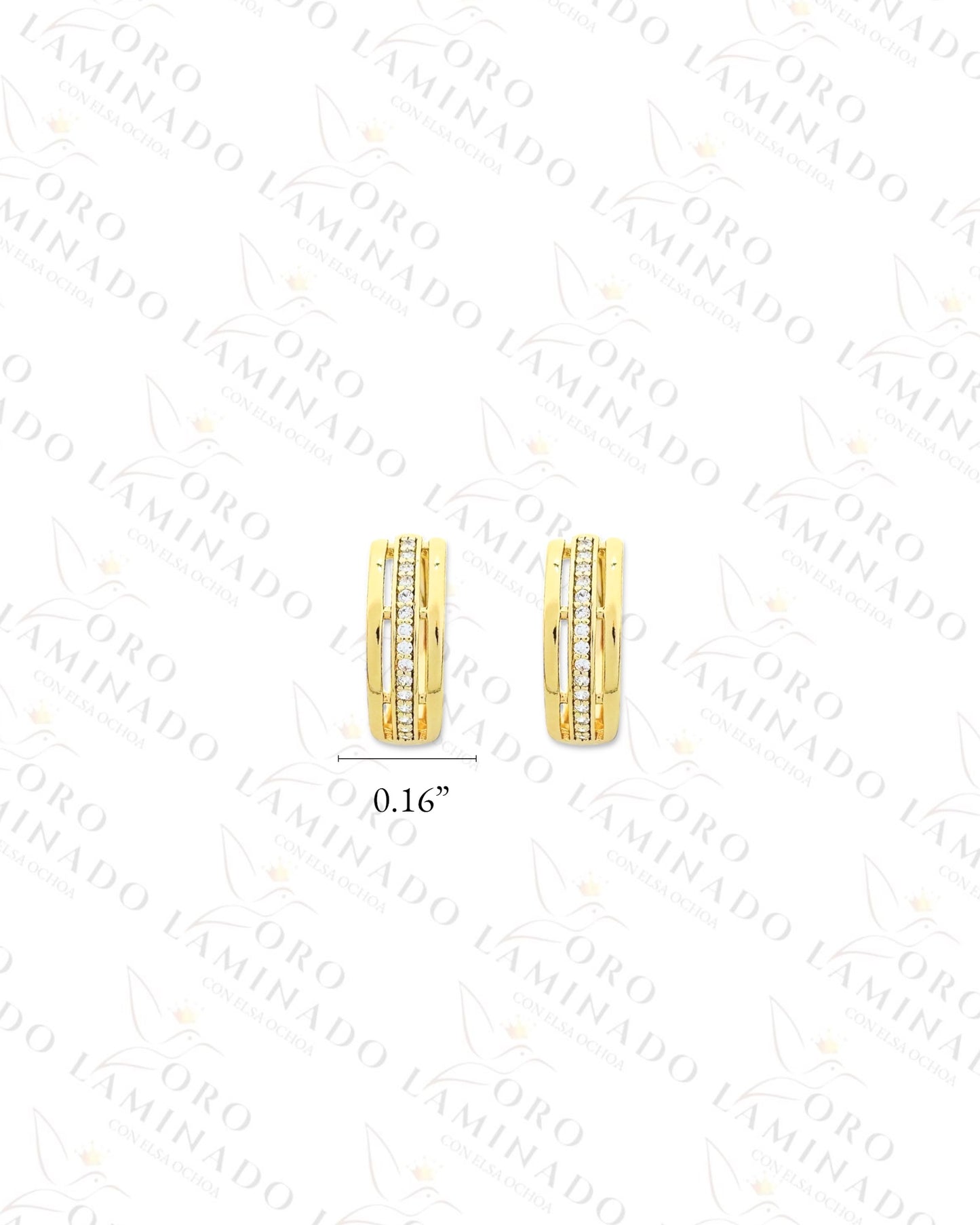 High Quality Line Design Hoop Earrings (Gold Filled) R334