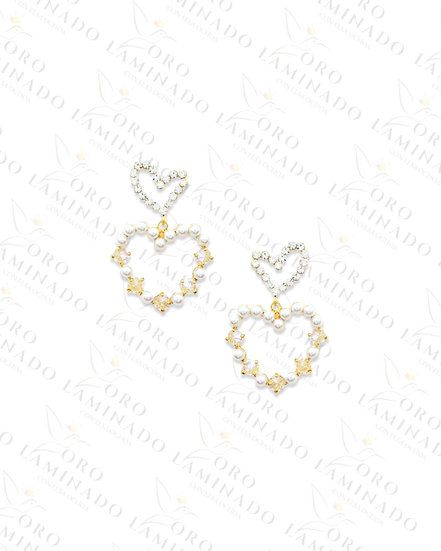 High Quality Heart With Pearls Earrings R455