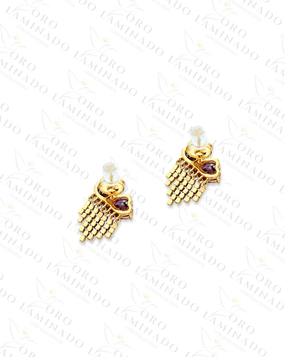 High Quality Double Purple Heart Earrings C314