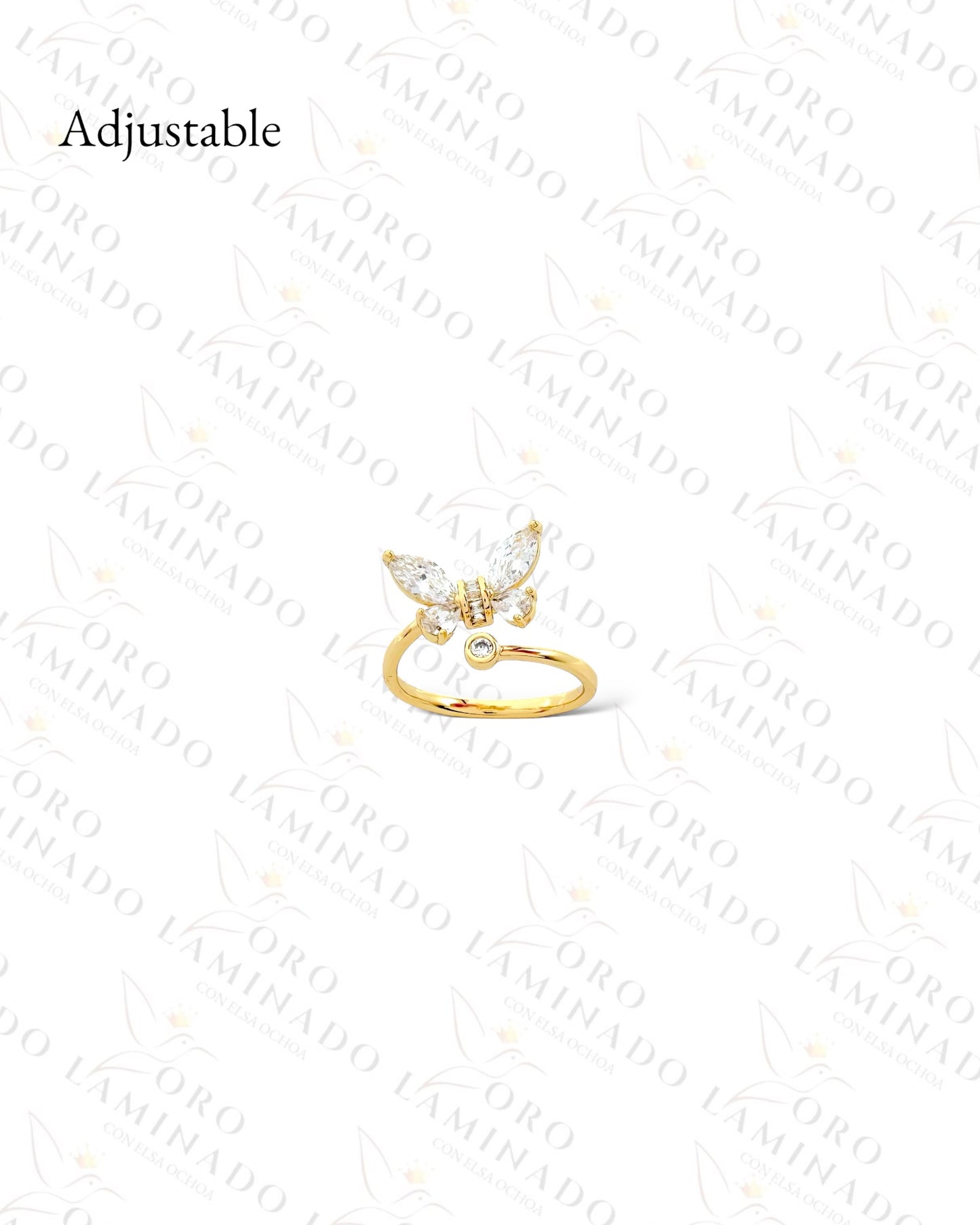 High Quality Adjustable Crystal Butterfly Ring (Gold Filled) G57