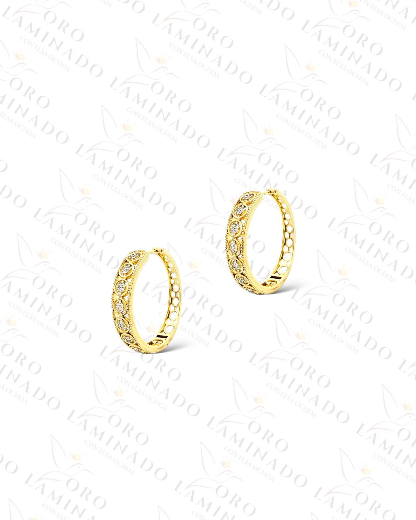 High Quality Geometric Design Hoop Earrings (Gold Filled) R12