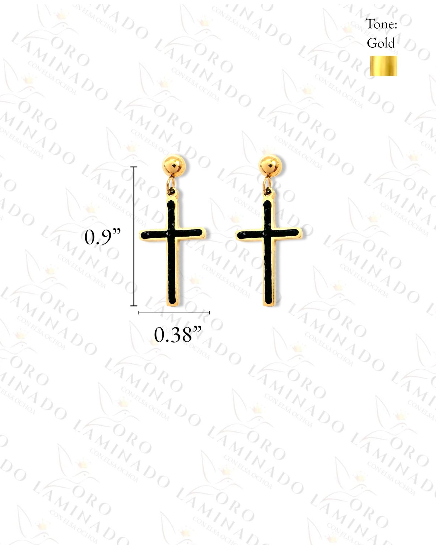 Men Stainless Steel Black Cross Earrings C340