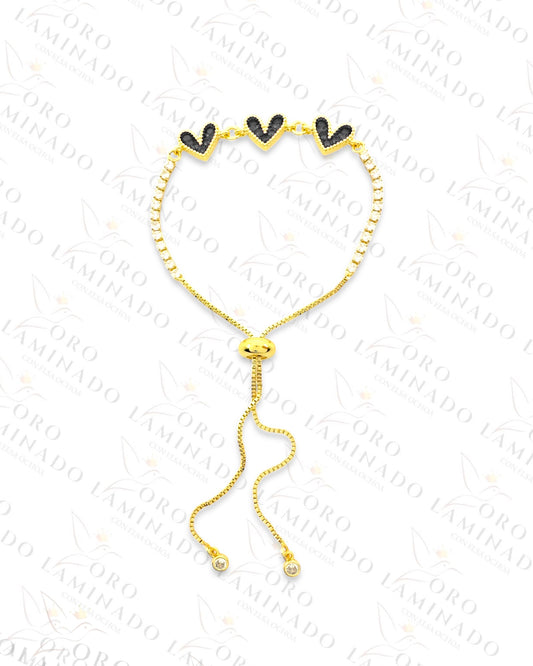 Gold Filled Triple Heart Adjustable Bracelet B76